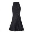thumbnail image 3 of Women‘s Retro Lace-Up Drawstring Tiered Ruffle Maxi Long Mermaid Pencil Skirt, 3 of 6