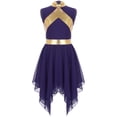 thumbnail image 2 of MSemis Robe de Danse de Louange Sans Manches pour Filles Enfants, Robe de Culte Liturgique, Costume, Robe d'Église, Robe Longue 6-16 Ans Violet 6, 2 of 6