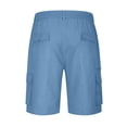 thumbnail image 7 of Resicozy Cargo Shorts Men Baggy Casual Summer Knee Length Bermuda Short Elastic Waist Big and Tall Multi Pockets Hiking Pants Sky Blue 2XL, 7 of 7