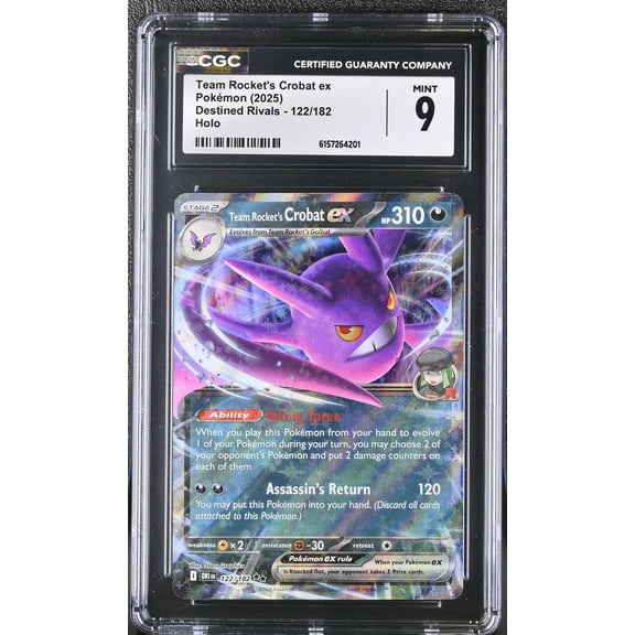 Graded 9 CGC 2025 Pokemon Destined Rivals Team Rocket's Crobat ex Holo #122/182