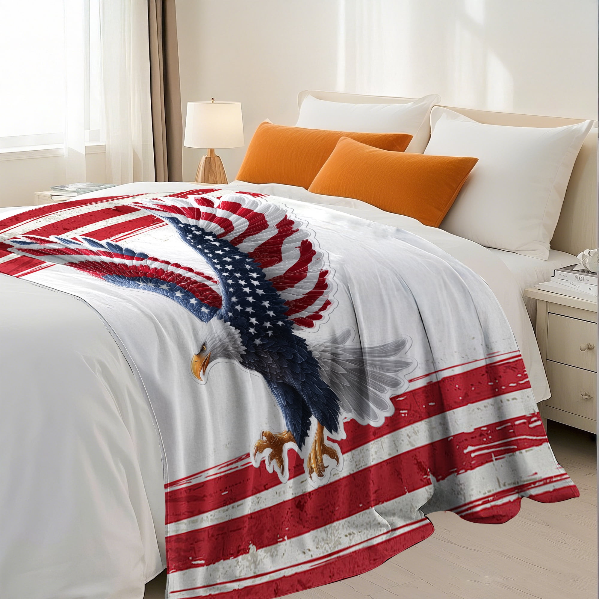 Flannel Fleece Throw Blanket, Soft Large Throw Blanket, Lightweight Cozy Plush Throw Blanket Fit Sofa Bed, 30"x40", Eagle
