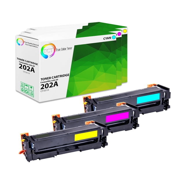TCT 202A Color Toner Cartridge 3 Pack - Compatible Replacement for HP 202A CF501A CF502A CF503A Works With HP Color LaserJet Pro MFP M280NW M254DW M281FDW Printers (Cyan Magenta Yellow)