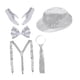 thumbnail image 3 of Sombrero de vaquero disco con guantes, tocado brillante, disfraz, lentejuelas, sombrero fedora para Estilo C, 3 of 9