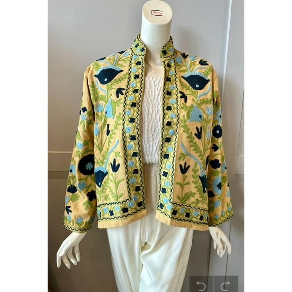 Peach Color Kantha Work Jacket