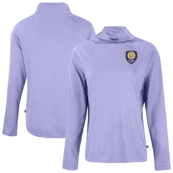 Women's-Cutter & Buck Purple Orlando City SC Coastline Epic Comfort Eco Recycled Funnel-Neck Top