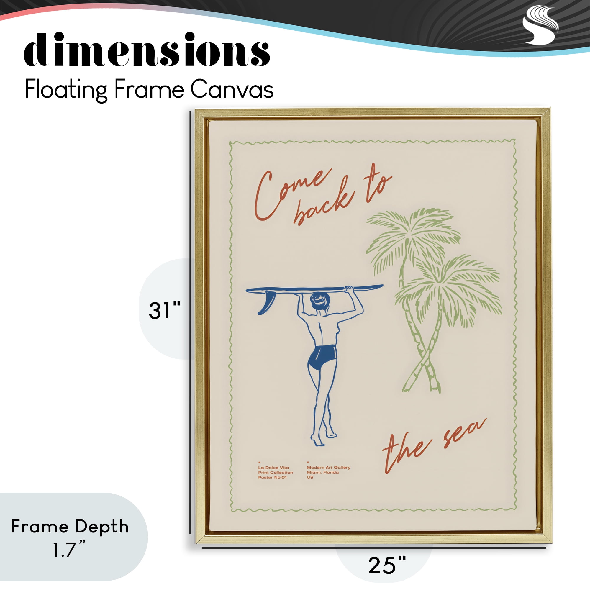 Stupell Industries Come Back To The Sea Gold Framed Floater Canvas Wall Art, design by The Prints Vibe