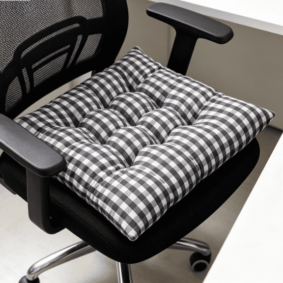 Bisitoy Square Plaid Tufted Seat Cushion 15.75 x 15.75 Inch Thick Chair Pad Soft Comfort Chair Cushion for Dining Chair, Office Chair, Sofa