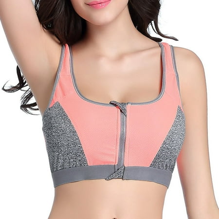 

Women Yoga Sports Bras Double Layer Front Zip Fitness High Impact Activewear Bra New