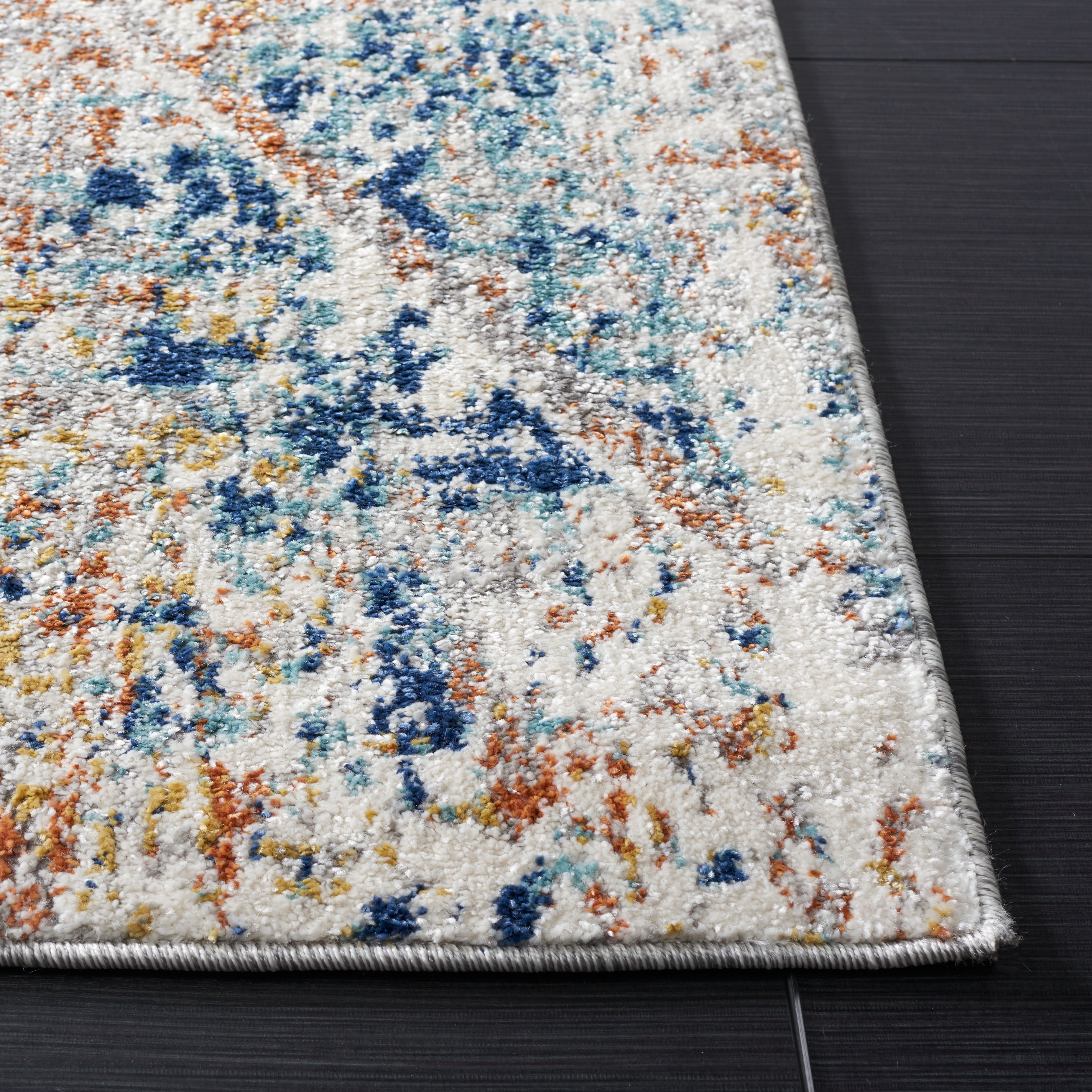 SAFAVIEH Aston Alys Abstract Area Rug, Ivory/Navy, 5'3" x 7'7"