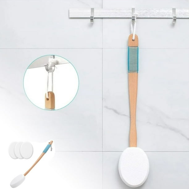 Ipetboom Aplicador de loción para la espalda, piernas y pies: cepillo corporal de mango largo, cepillo de baño, cepillo exfoliante para la espalda, aplicador de protector solar para el baño AA