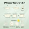 thumbnail image 5 of 23/27Pcs Nonstick Cookware Set with Removable Handles, Non Toxic Induction Pots & Pans, Oven & Dishwasher Safe, Beige, Ideal Christmas Gift, 5 of 10