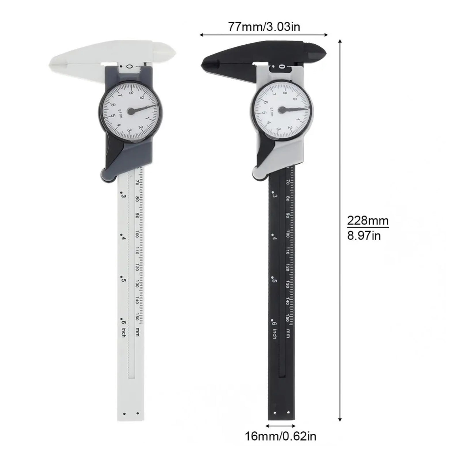 1pcs 150mm Dial Caliper Vernier Caliper With Dial Indicator Stainless/Carbon Steel Gauge Precision Measuring Tools Micrometer ,Easy to Operate
