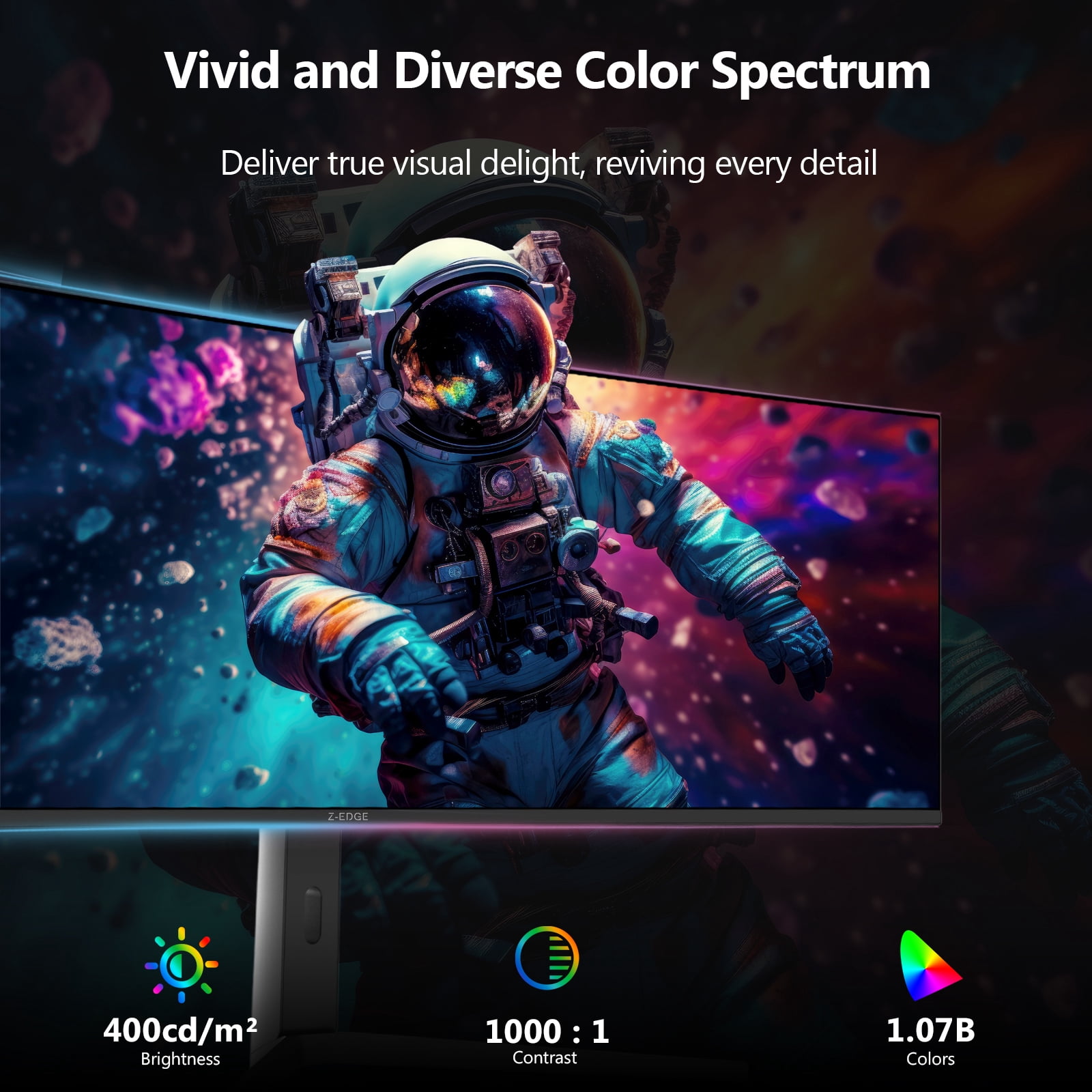 Z-EDGE 49 Inch 144Hz Curved Gaming Monitor, DQHD 1440P IPS Display, 1ms MPRT, AMD FreeSync, HDR Support, VESA Mount Compatible, Black