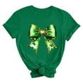 thumbnail image 5 of FRSASU Womens T-Shirt,Crewneck Tee Green Bow Shamrock Short Sleeve Casual T Shirts Basic Tees Green, 5 of 5