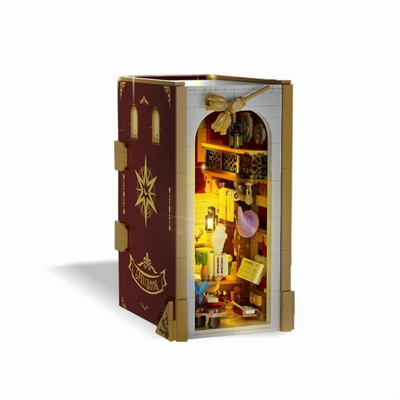 1016PCS Magic Bookstore, 3D Miniature Building Kit with LED Lighting, Openable Bookend for Desk Decor, Halloween Thanksgiving Christmas Birthday Gift Idea