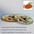 thumbnail image 4 of Sloth Luxury Microfiber Leather Round Coasters Set of 6 - 11x11 cm Drink Coasters for Home and Office Use, 4 of 6