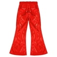 thumbnail image 6 of Zaldita Toddler Girls Hip Hop Jazz Streetwear Bell Bottom Pants Kids Sequined Performance Trousers Flare Pants Red 15-16, 6 of 7