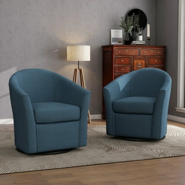 DREAMSIDEA Set of 2 Modern Upholstered Swivel Barrel Chair Living Room Accent Chair BLUE