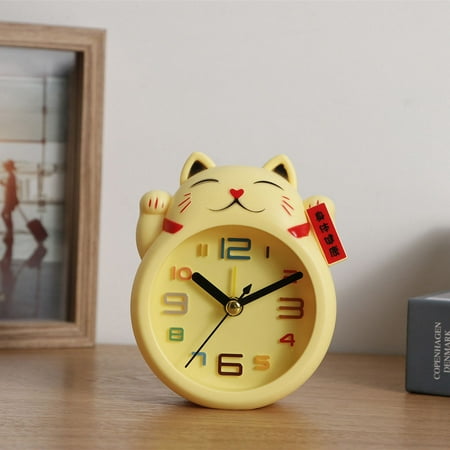 Supvox Yellow Cat Shaped Desk Alarm, Large Numbers, Attractive Home Decor