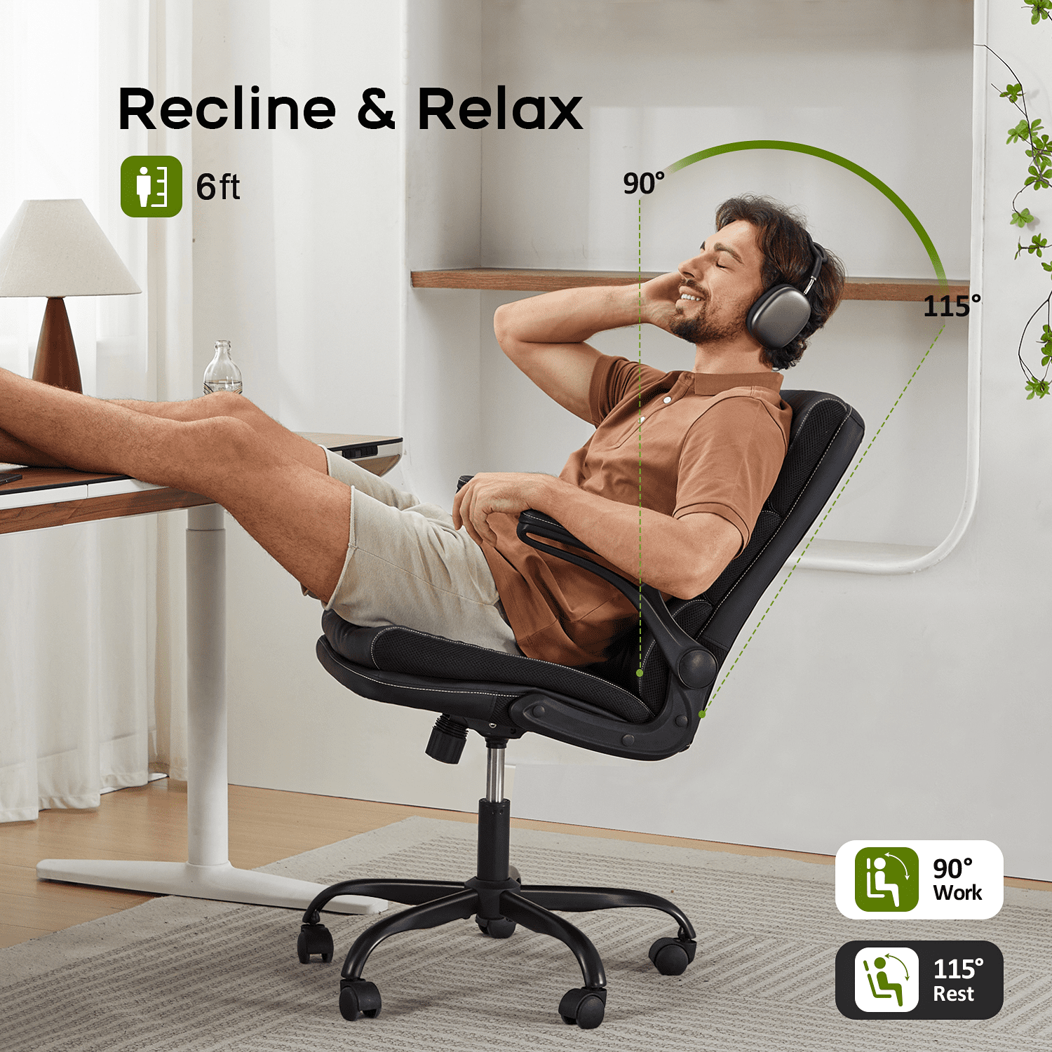 TMV Ergonomic High Back Gaming Chair - Adjustable Desk Office Chair with Lumbar Support, Perfect as Computer Desk Chair，Black