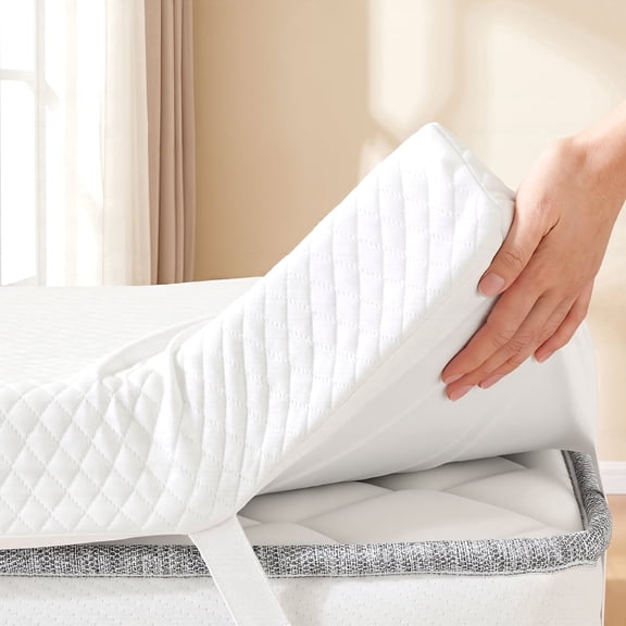 JIOABL Full Size 2 Inch Cooling Gel Memory Foam Mattress Topper for Relieve Back Pain, Ventilated Design, CertiPUR-US Certified, Removable Plush Cover