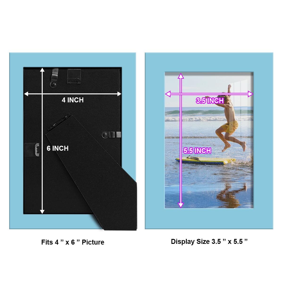 Modern Real Wood 4x6 inch Picture Frame in Blue
