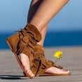 thumbnail image 5 of Frostluinai Tassel Sandals Women,Retro Bohemian Gladiator Fringe Casual Sandals Flat Clip Toe Ankle Boots Beach Shoes T-Strap Roman Open-Toe Sandals, 5 of 9