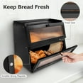 thumbnail image 5 of Zenkitch Pure Bamboo Bread Box, Roomy Two-Layer Bread Storage Container for Kitchen Counters, Black, 5 of 8