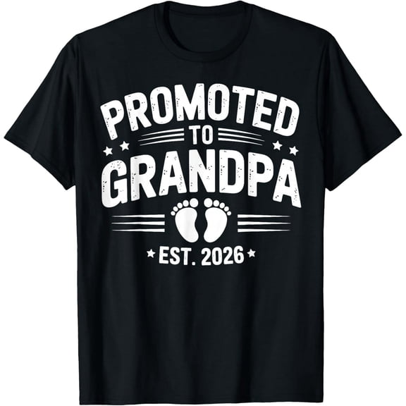Mens Promoted to Grandpa Est 2026 New Grandpa Pregnancy Reveal T-Shirt- American fashion hot selling casual retro high