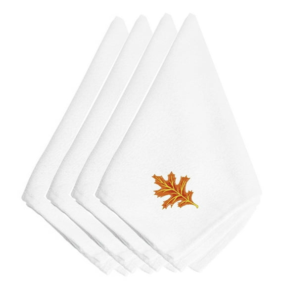 Fall Autumn Leaf Embroidered Napkins Set of 4