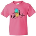 thumbnail image 3 of Inktastic Aloha- in cursive with pineapple rainbow colors Youth T-Shirt, 3 of 5