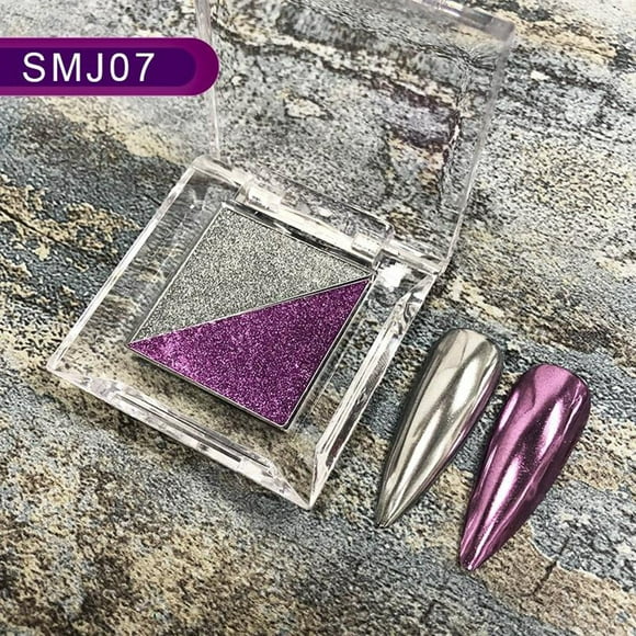 Graflsoa Dual-Tone Mirror Nail Powder - Silver & Lavender Holographic Titanium Glitter for Stunning Nail Art (SMJ07)