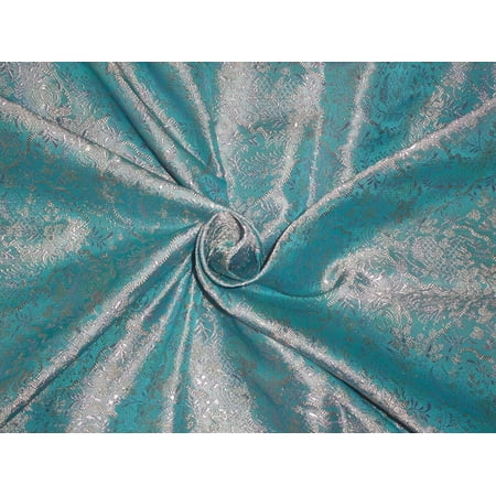 Silk Broacde Fabric sea blue /lt lavender and golden Green color 44" wide BRO534[5]