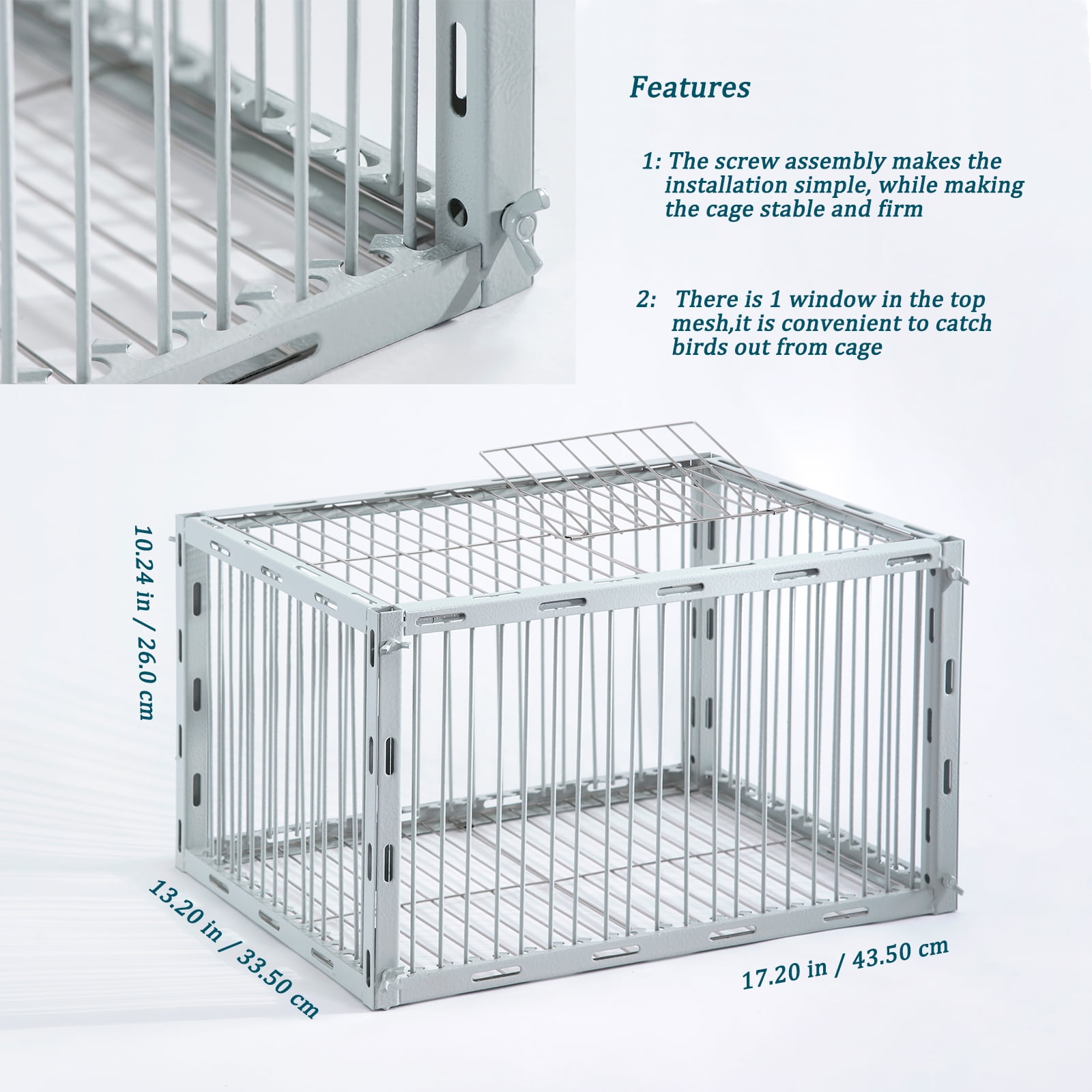 Sorencut Pigeon Trap with Escape-Proof Design, Bird Trap Cage with One-Way Entry Portable Unharmful, Iron with Anti-Rust Paint, Off White
