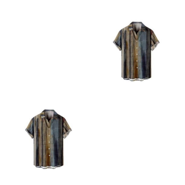 Minnieouse Café Ligero y cómodo Camisas hawaianas para hombres Verano Corto Transpirable Moderno Fácil de limpiar Color café informal XXXL color café XXXL 2Conjunto