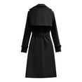 thumbnail image 3 of Trench Coat Women Solid-Color Lapel Double-Breasted Slim-Fit Long Street Style, 3 of 3