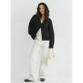 thumbnail image 6 of Women'S Blend Chunky Cardigan V-Neck Pocket Knitted Cardigan Black S, 6 of 8