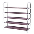 thumbnail image 3 of Simple Assembly 5 Tiers Non-woven Fabric Shoe Rack with Handle Dark Brown, 3 of 7