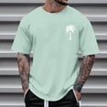 thumbnail image 6 of Afuyipoi Men's Tropical T-Shirt,Palm Tree Print Relaxed Fit Breathable Casual Tees Light Blue XL, 6 of 6