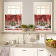 thumbnail image 4 of Christmas Kitchen Curtains and Valances Set, Red View Christmas Tree Hut Light Golden Snowflakes Rod Pocket Window Valance Window Curtain Panels for Living Room Bedroom Laundry, 27.5x36in, 3 Pieces, 4 of 7