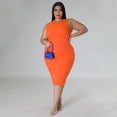 thumbnail image 4 of AURA Women Plus Size Sleeveless Midi Dress Casual Solid Summer Spring Stretch Dress, 4 of 8