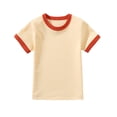 thumbnail image 4 of Toddler Girls Shirt Toddler Girl Tees Toddler Baby Boy Girl Short Sleeve Crew Neck T Shirt Pullover Sweatshirt Summer Basic Tee Solid Casual Clothes Gibobby,110,Beige, 4 of 5