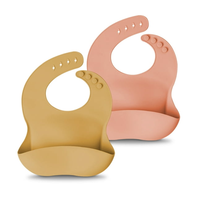 Set de 2 Baberos para Bebé (+6 Meses) - Amababy - Silicón Flexible con Broche