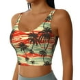 thumbnail image 2 of Goofa Colorful Hawaii Palms Printed Sports Bras for Women, High Impact Running Bra Workout Crop Tank Tops Longline Sports Bra Push up-Medium, 2 of 9