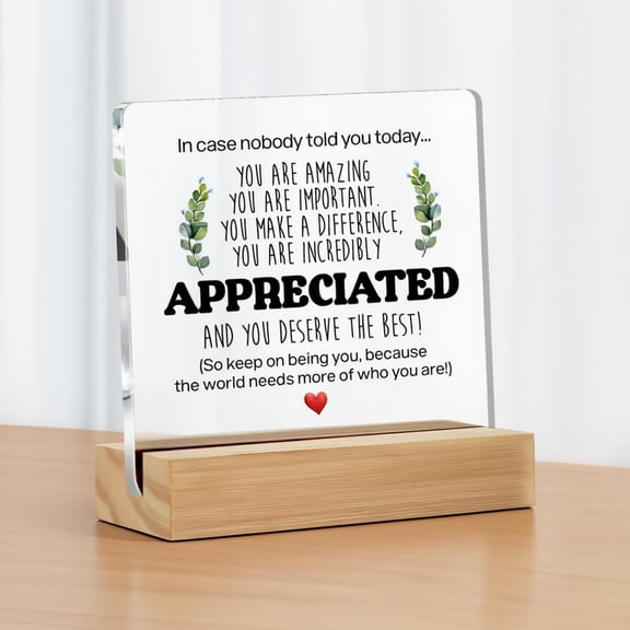 Inspirational Gift Ideas - Thank You Gifts for Women Men Friends - Appreciation Gifts for Coworker - Motivational Quote Clear Desk Sign Decor Home Office Desk Decor (4 x 4 Inches)