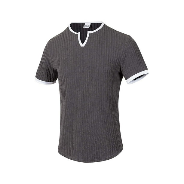 pstuiky camisetas camisas para hombre, Blusas de manga corta con cuello en V y diseño de bloques de color versátiles para hombre camisas casuales para hombre l