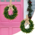 thumbnail image 2 of BinKFF Christmas Mini Wreath for Cabinet, Artificial Snowy Cedar Garland with Plaid Ribbon, Small Xmas Hanging Wreath for Kitchen Cabinets, Windows, Doors, Farmhouse Holiday Decor, 2 of 9
