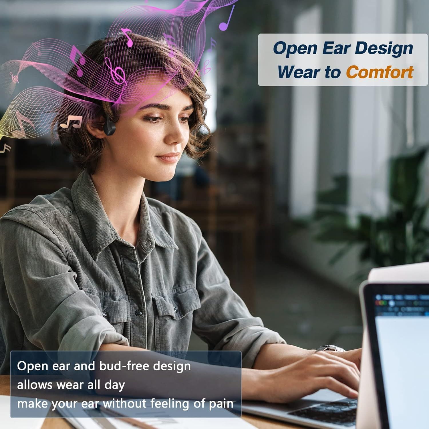 Bone Conduction Open-Ear Bluetooth Headset for US Resellers – DSP Noise-Canceling Mic, 8 H Battery & Titanium Frame – Dropship Ready Black