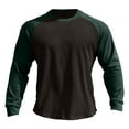 thumbnail image 6 of Pxiakgy polo shirts for men Men's Solid Color Matching Outdoor Casual Round Neck Long Sleeve Sports Pullover Outdoor Running Fitness Slim Fit Thick Base Shirt mens polo shirts Green + S, 6 of 7