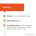 thumbnail image 2 of BLACK + DECKER Wall Hooks, Removable, Holds up to 5 lbs, White, 4 pack, 2 of 3